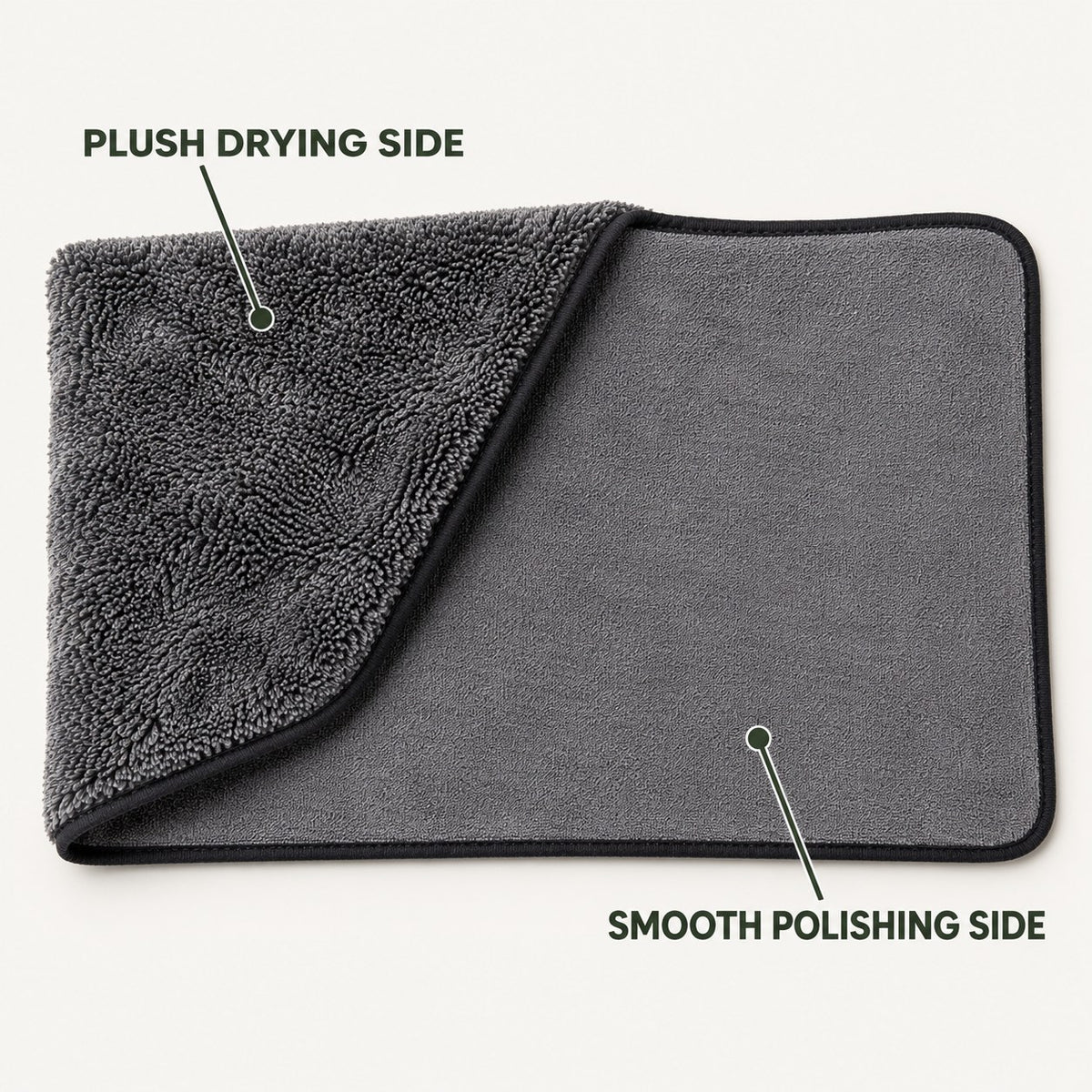 Two-sided QuokkaCloth: plush drying side and smooth polishing side