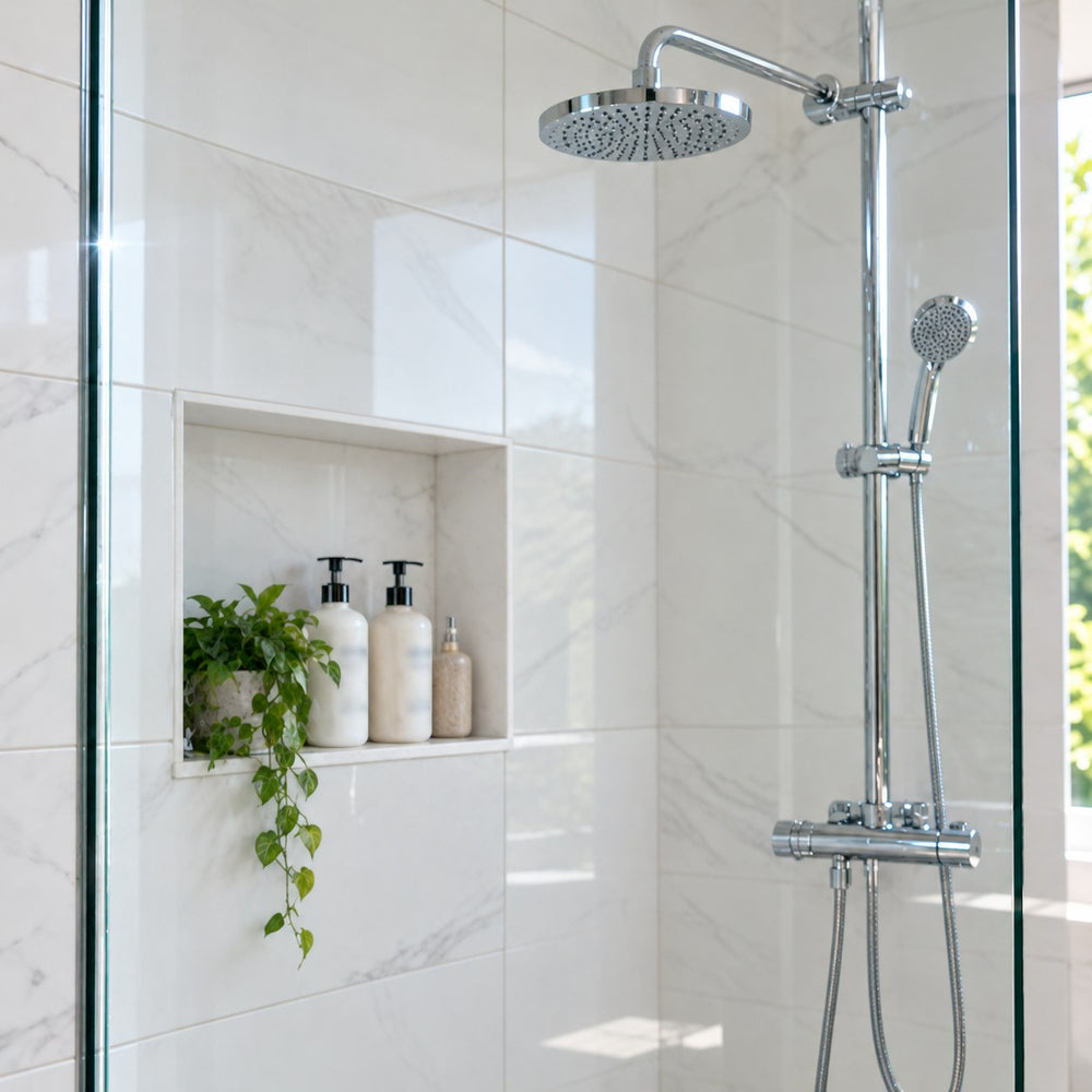 Crystal-clear shower screen after cleaning